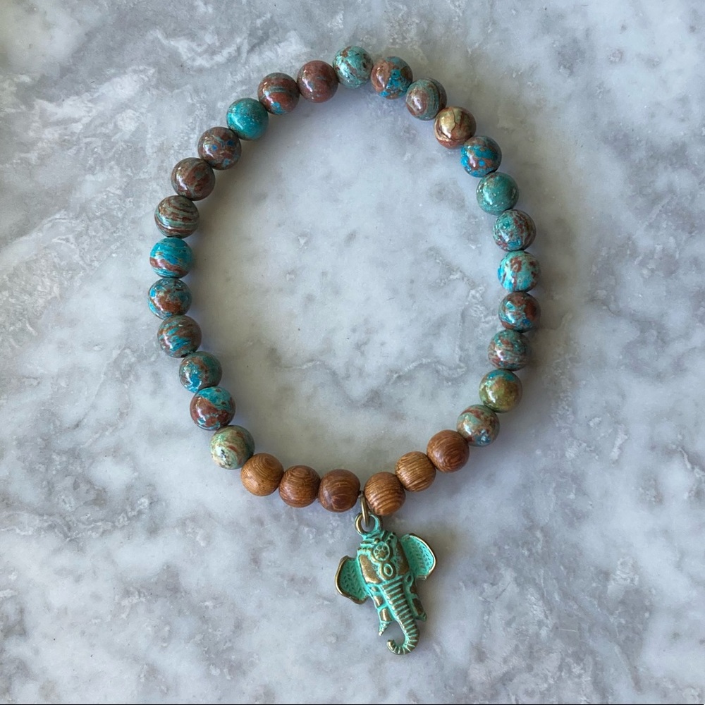 Blue Calsilica Jasper Stretch Bracelet